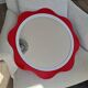 Round wall mirror 53 cm red/white vintage 1960s/70s