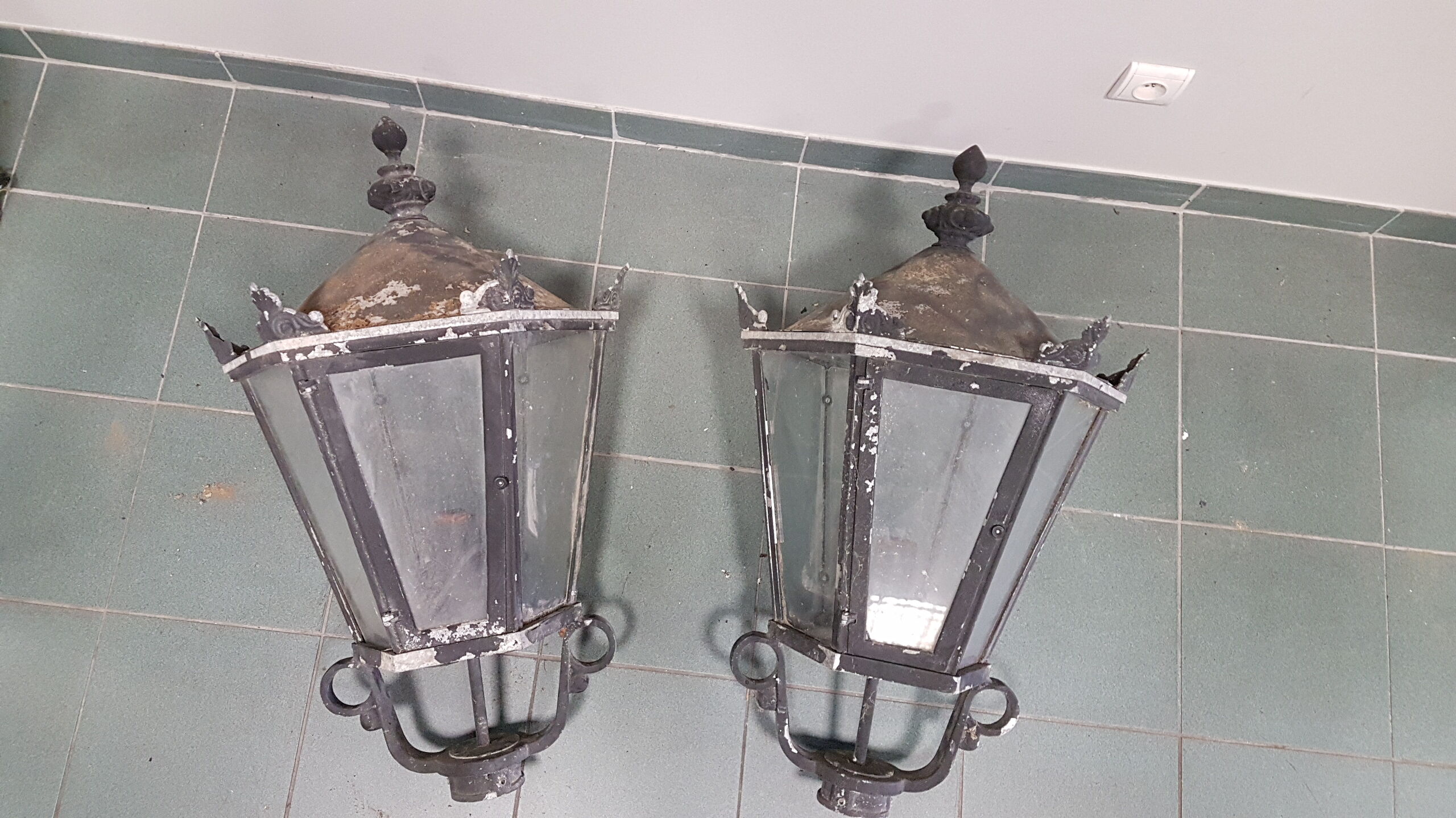 Pair of large lamps of new art city
