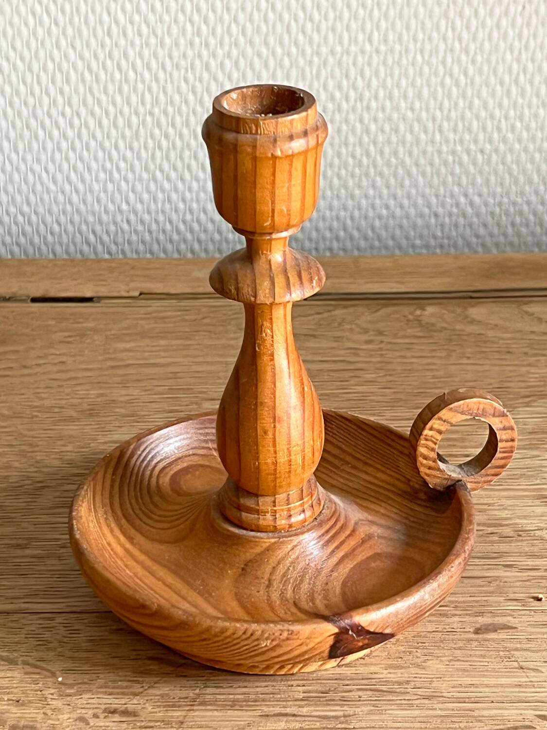 Scandinavian pine candle holder, 1970