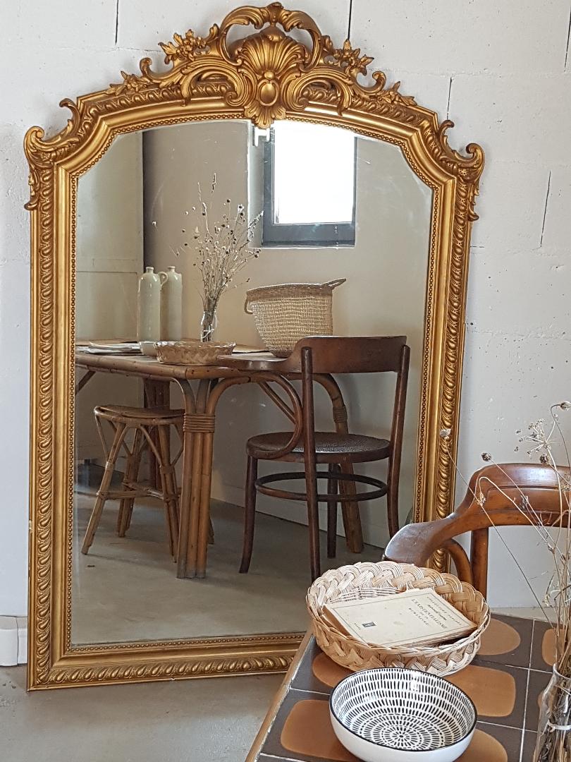 Former mirror gilded with pediment - 153 x 101 - Style Napoleon III
