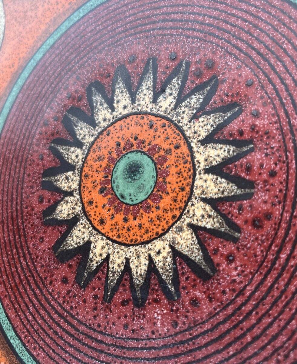 Large vintage ceramic wall plate from KMK Keramik Manufaktur Kupfermühle, 1970s.