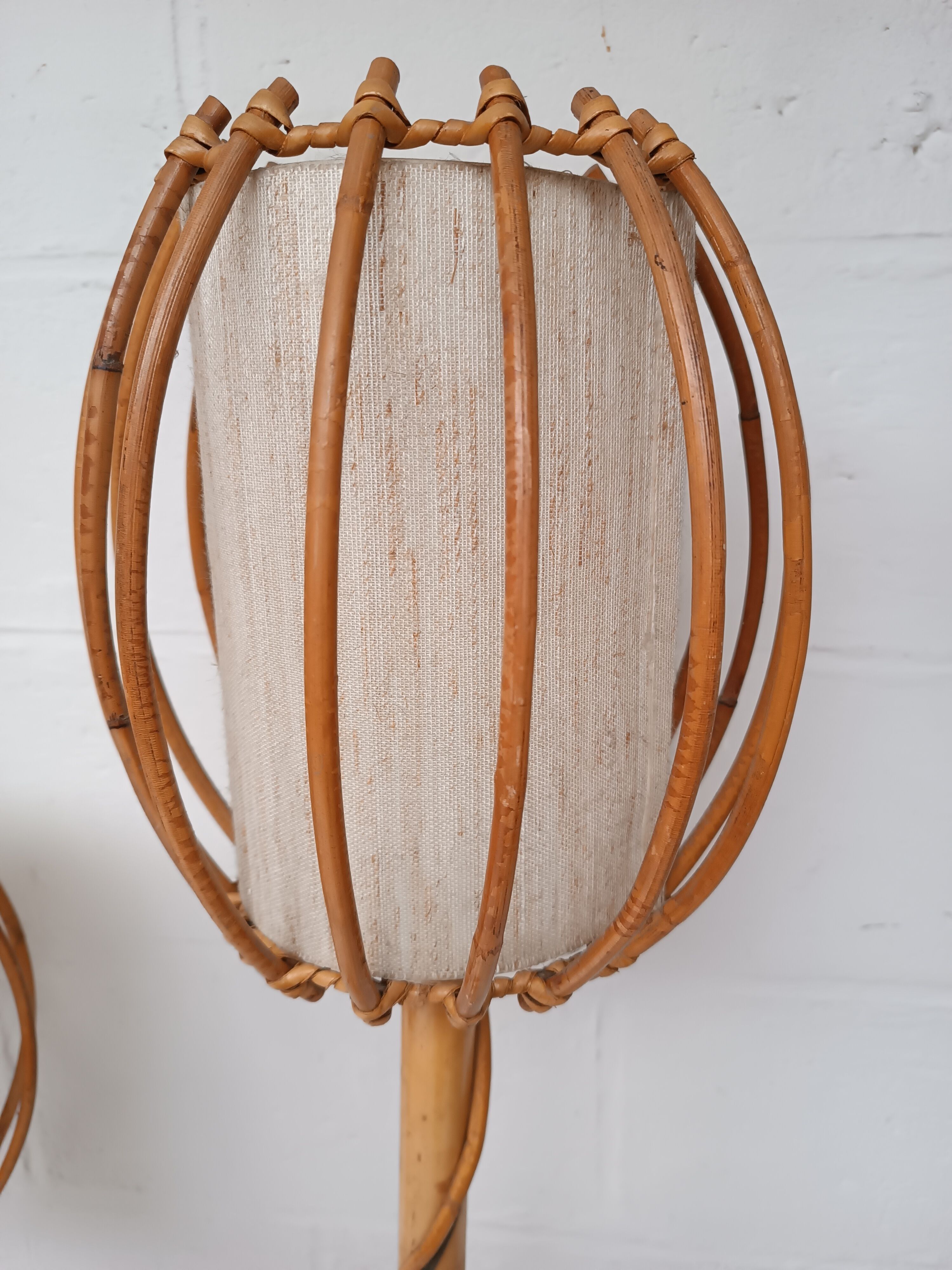 Bamboo and rattan floor lamp 2 fires 60s