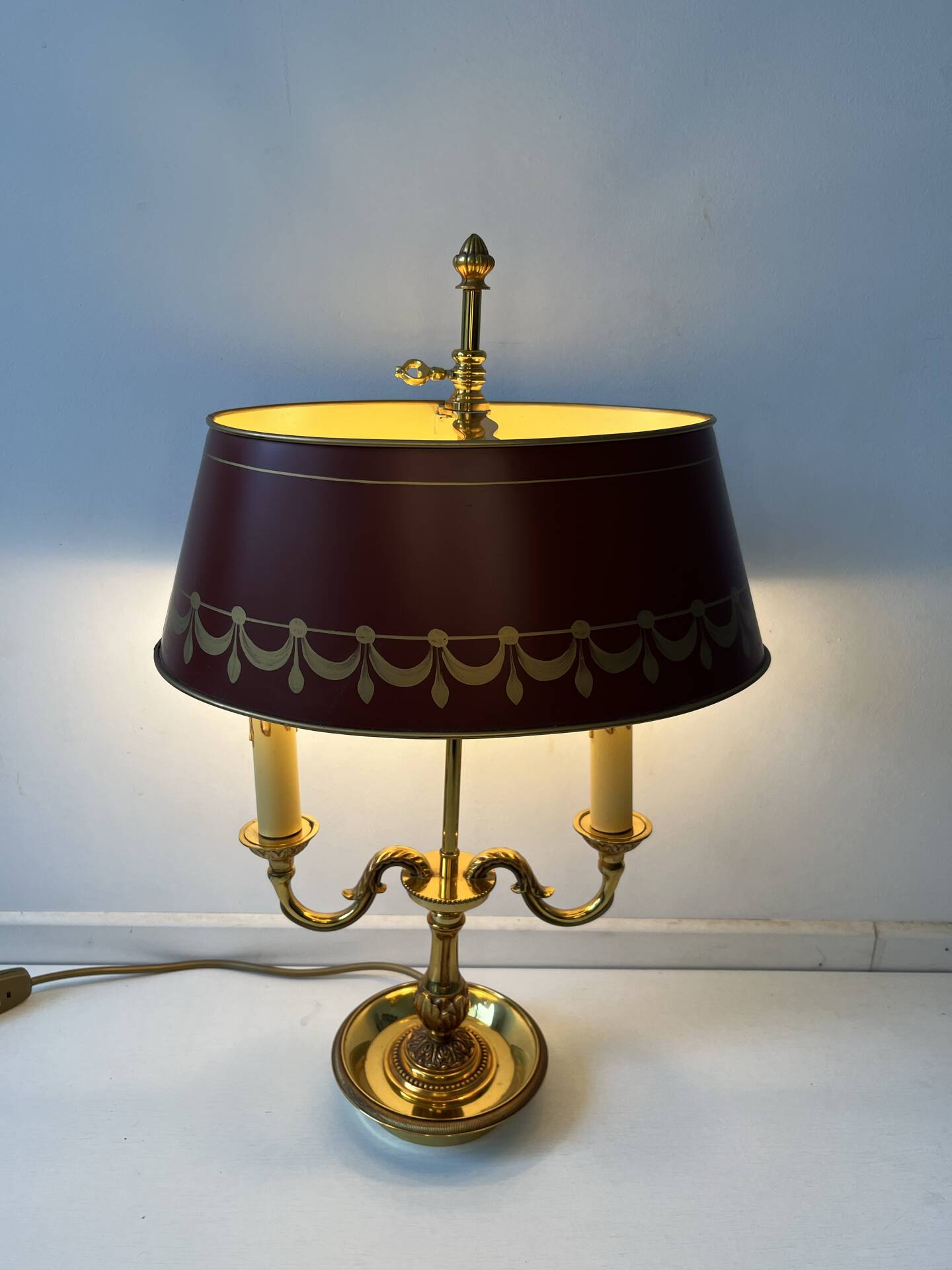 Bouillotte lamp Lucien Gau Paris in gilded bronze