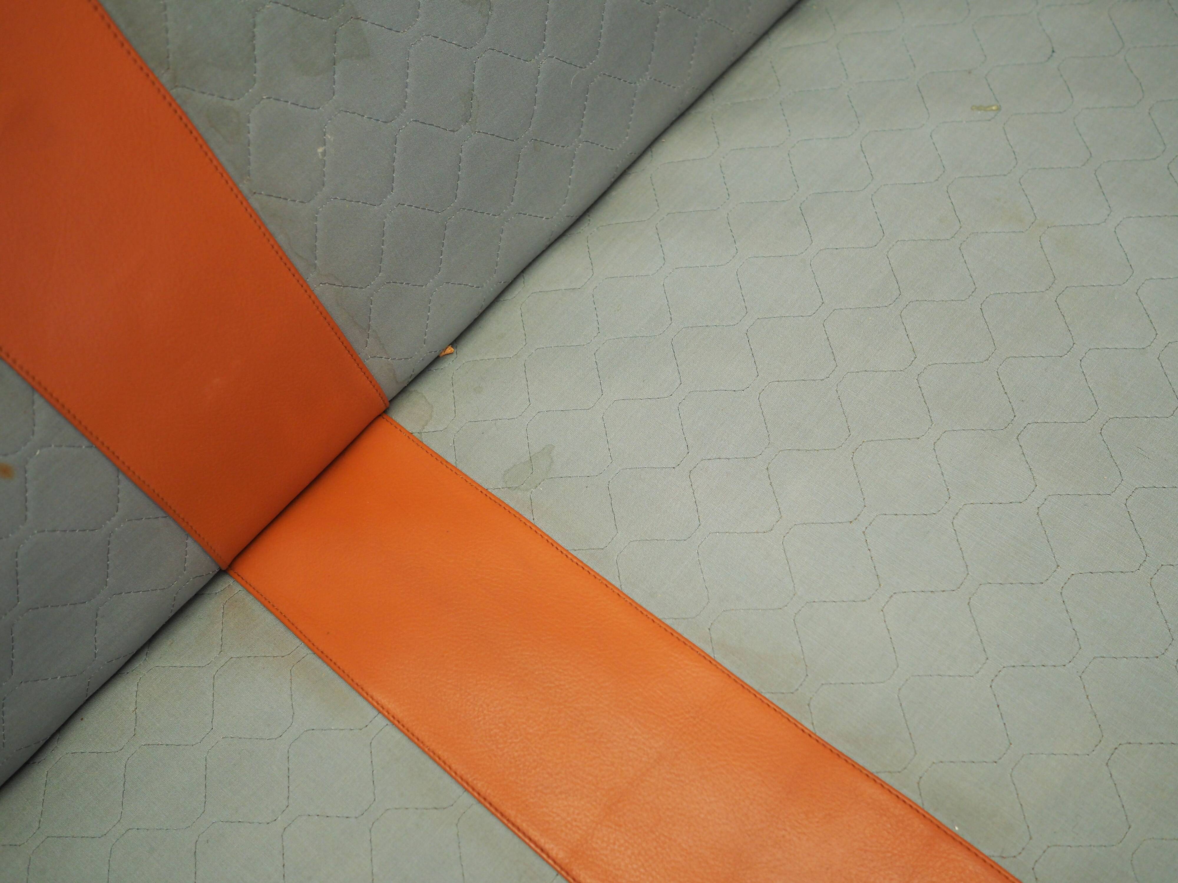 Orange leather sofa, Danish design, 1970s, production: Denmark