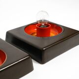 Two beautiful original 1970s Space Age ceramic wall lamps