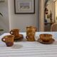 Mustard yellow glazed stoneware coffee set
