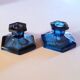 Davidson blue glass candlestick