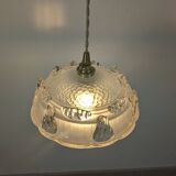 Vintage pendant light in molded glass and brass