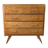 Vintage chest of drawers with checkerboard and compass feet