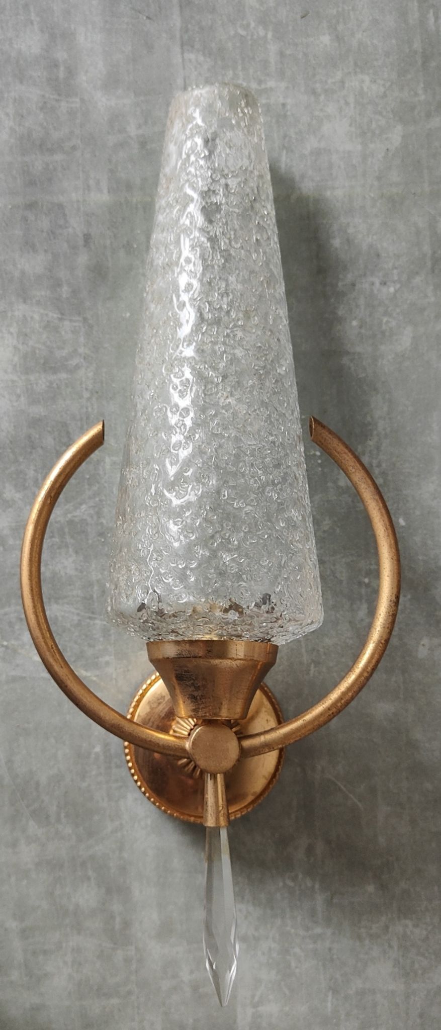 Paire appliques verre et métal doré