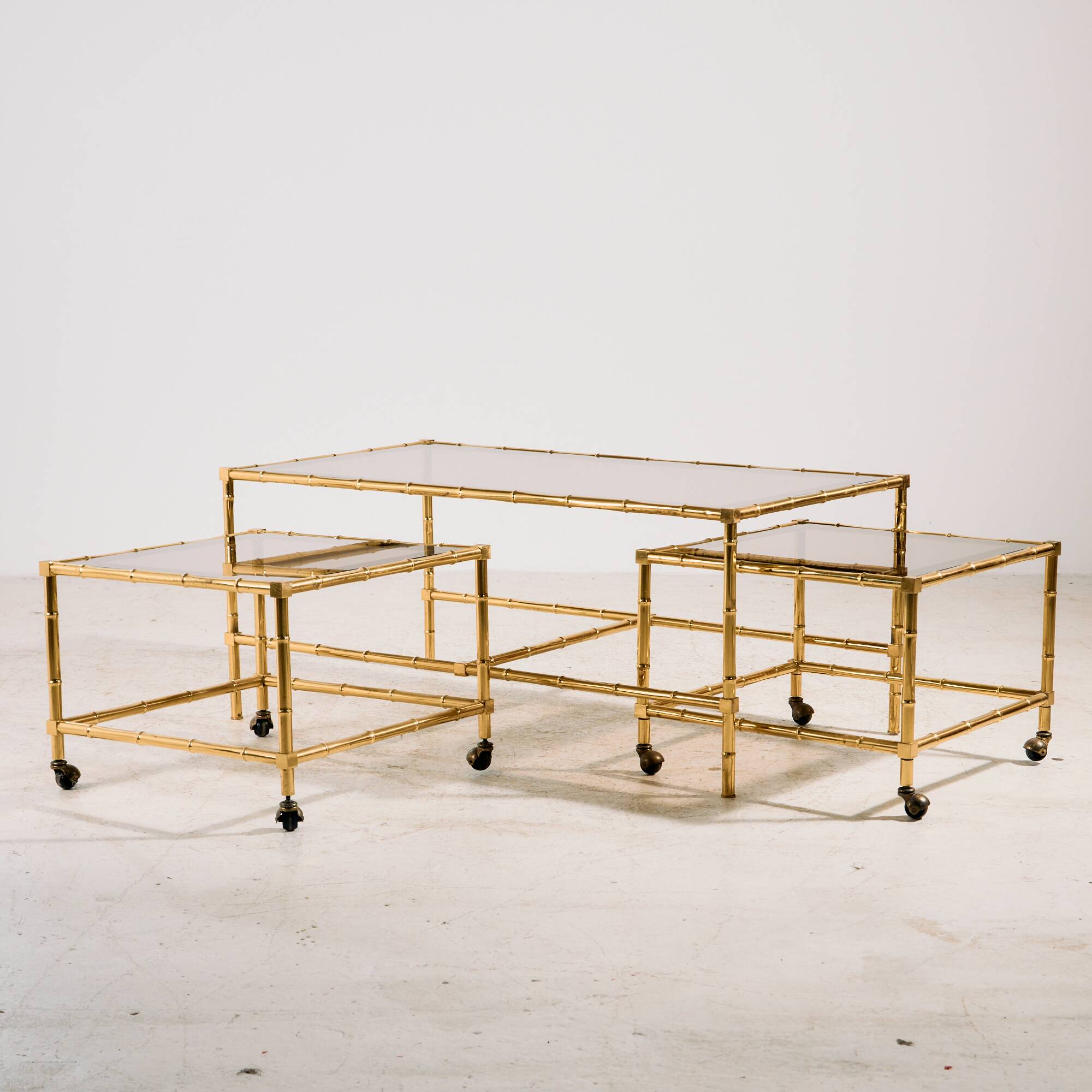 Brass coffee table, set of 3