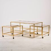 Brass coffee table, set of 3