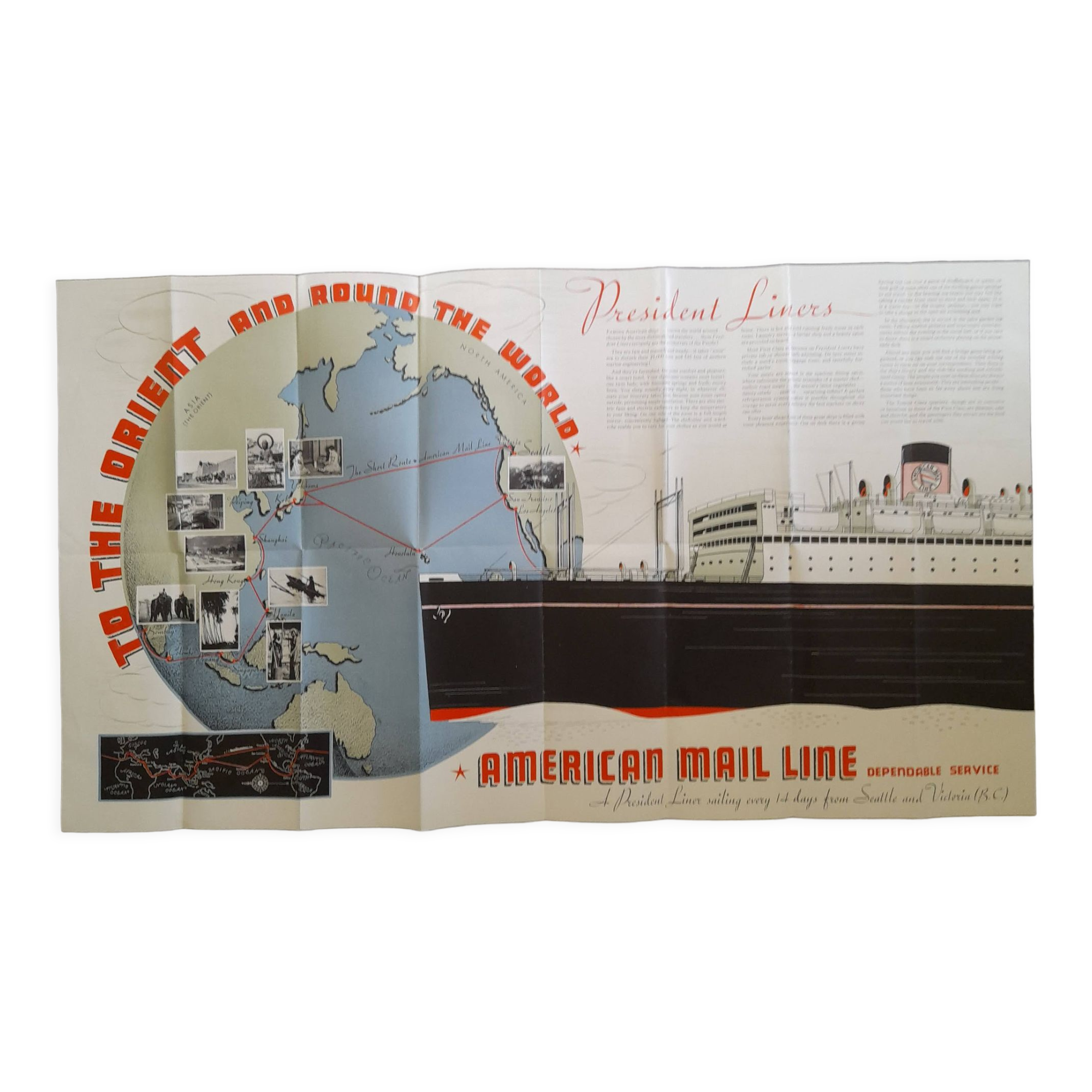 Affiche publicitaire de l'American Mail Line 1930