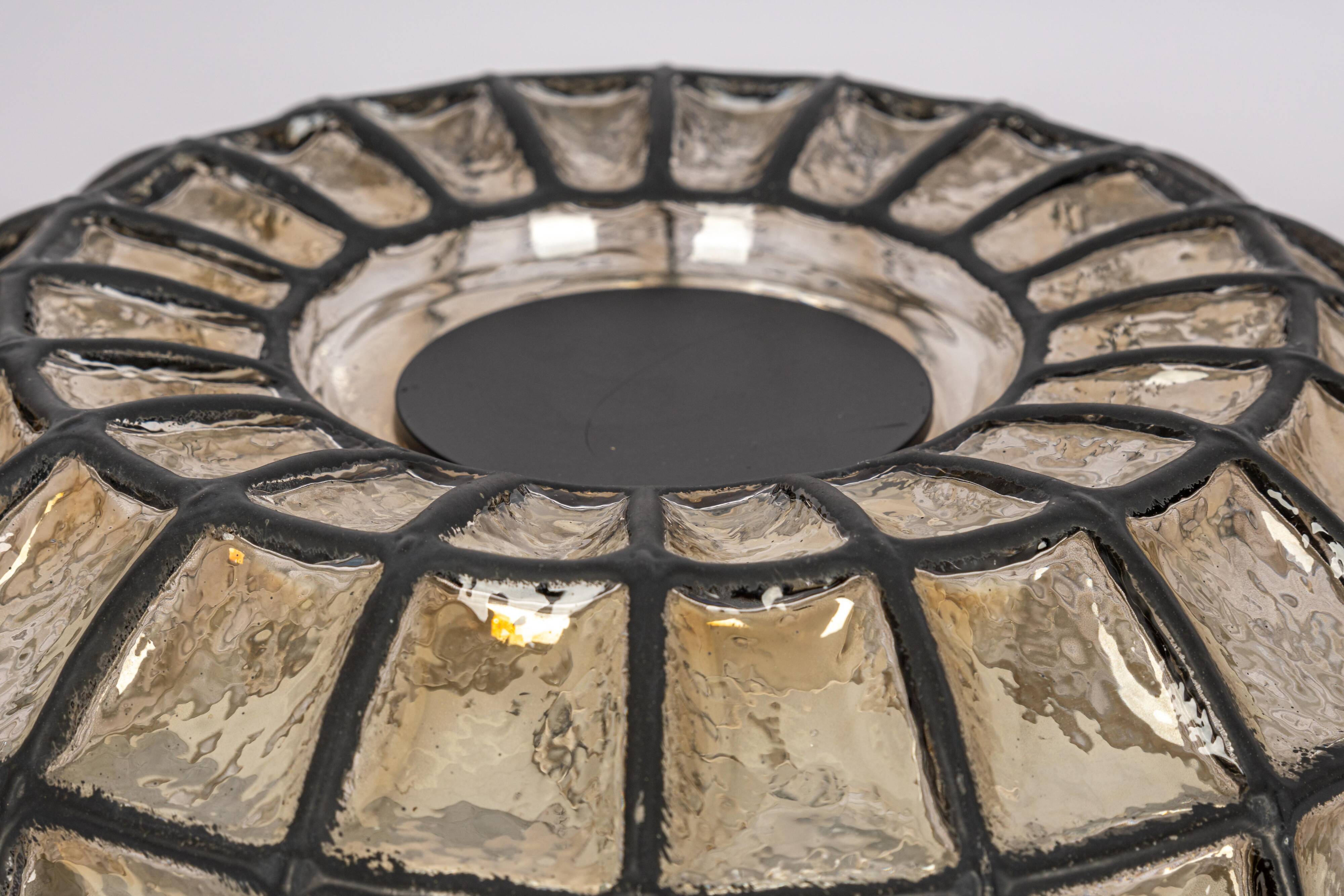 Ceiling lights in iron and clear glass by Limburg, Germany, 1960s.