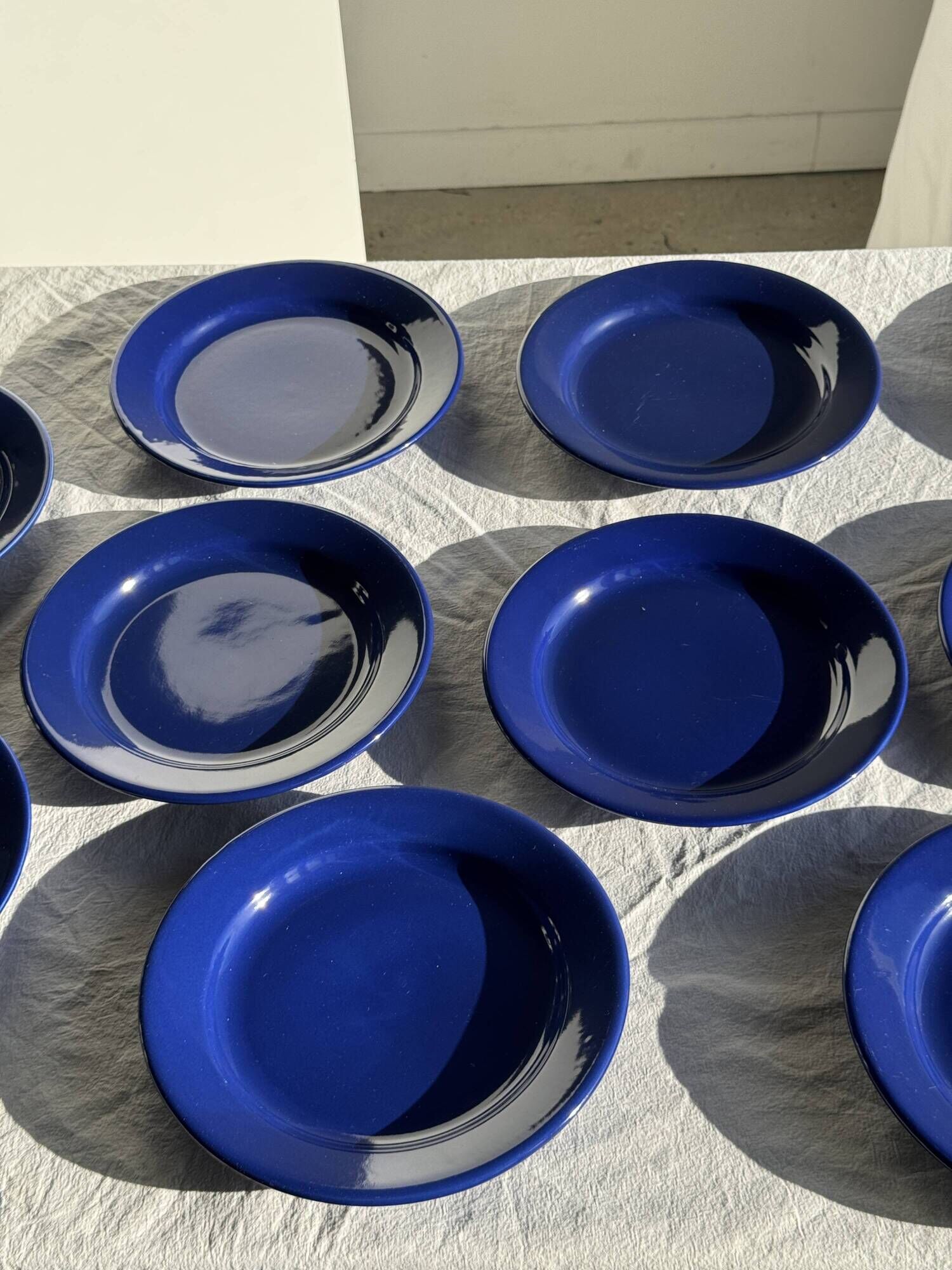 Set of 12 vintage blue ceramic plates D23