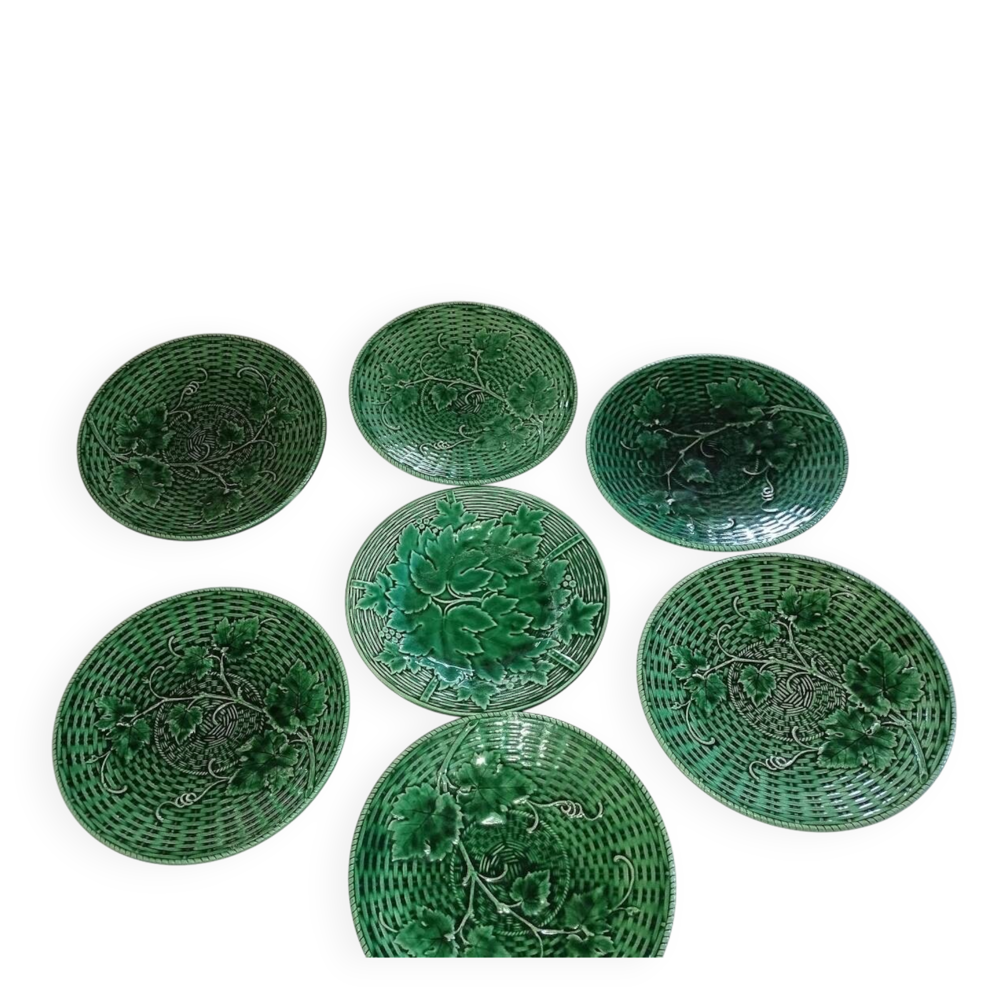 Set of dessert plates Sarreguemines – Art Nouveau earthenware, decoration