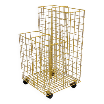 Yellow metal dessert trolley, 1980