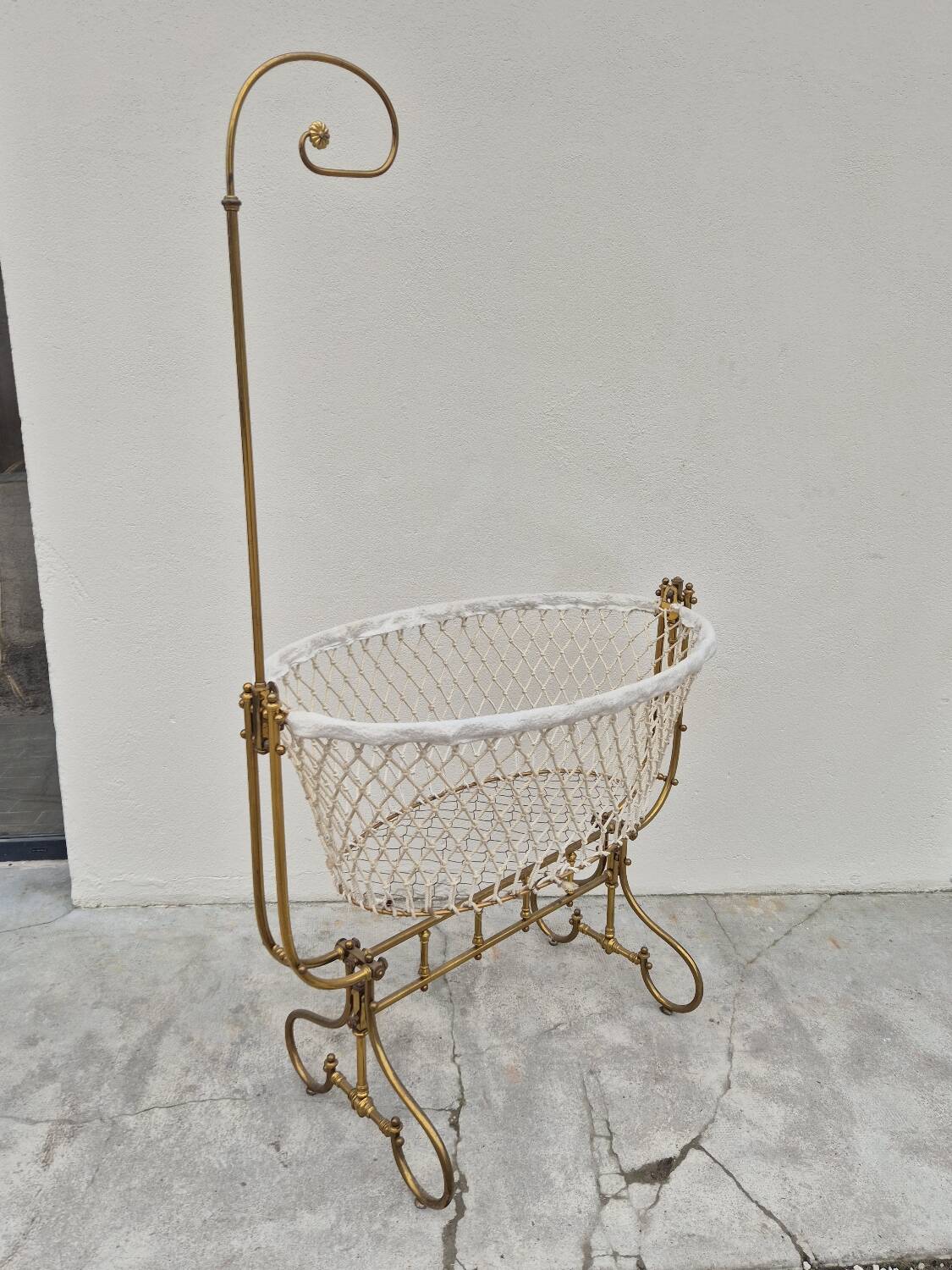 19th century brass rocking cradle from a castle