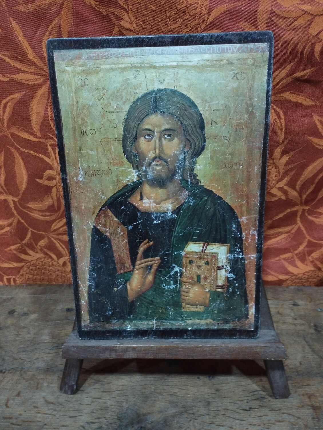 Set of 3 paintings reproduction of religious icons on wood