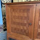 Vintage 1960 row in oak and oak marquetry