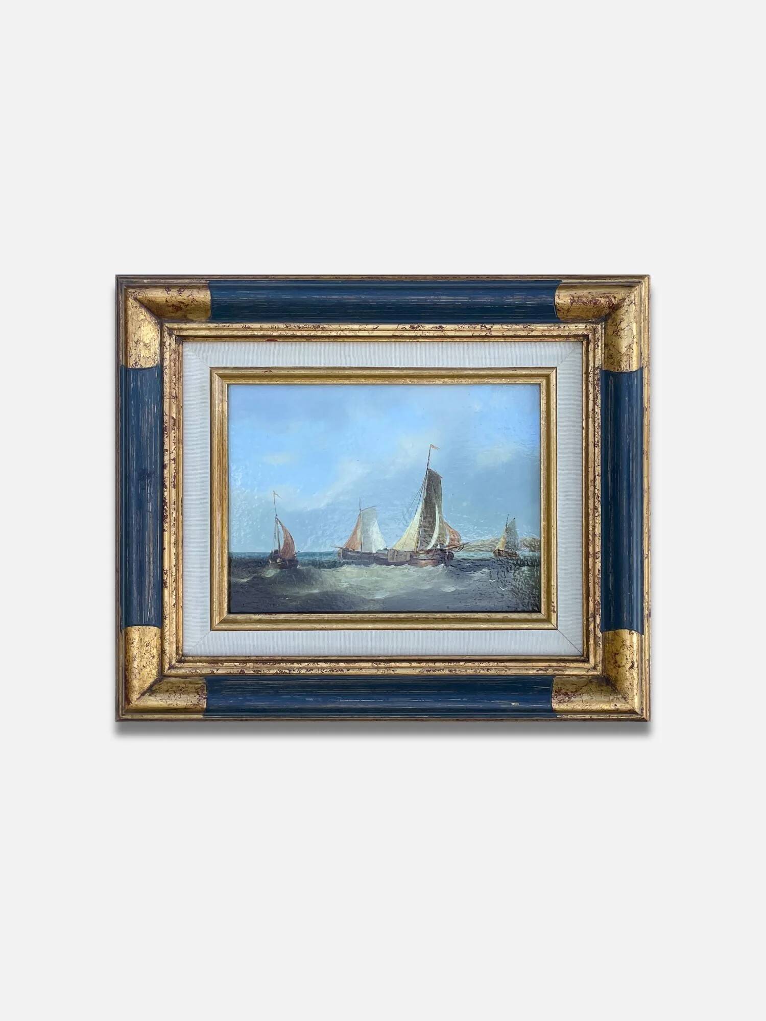 Seascape with sailing boats – oil on panel from the 19th century