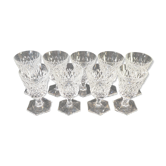 9 verres a eau en cristal taillé a pointe de diamant cristallerie de lorraine