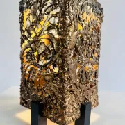 Brutalist Copper Table Lamp By Aimo Tukiainen For Oy Moonlight, Finland, 1970S