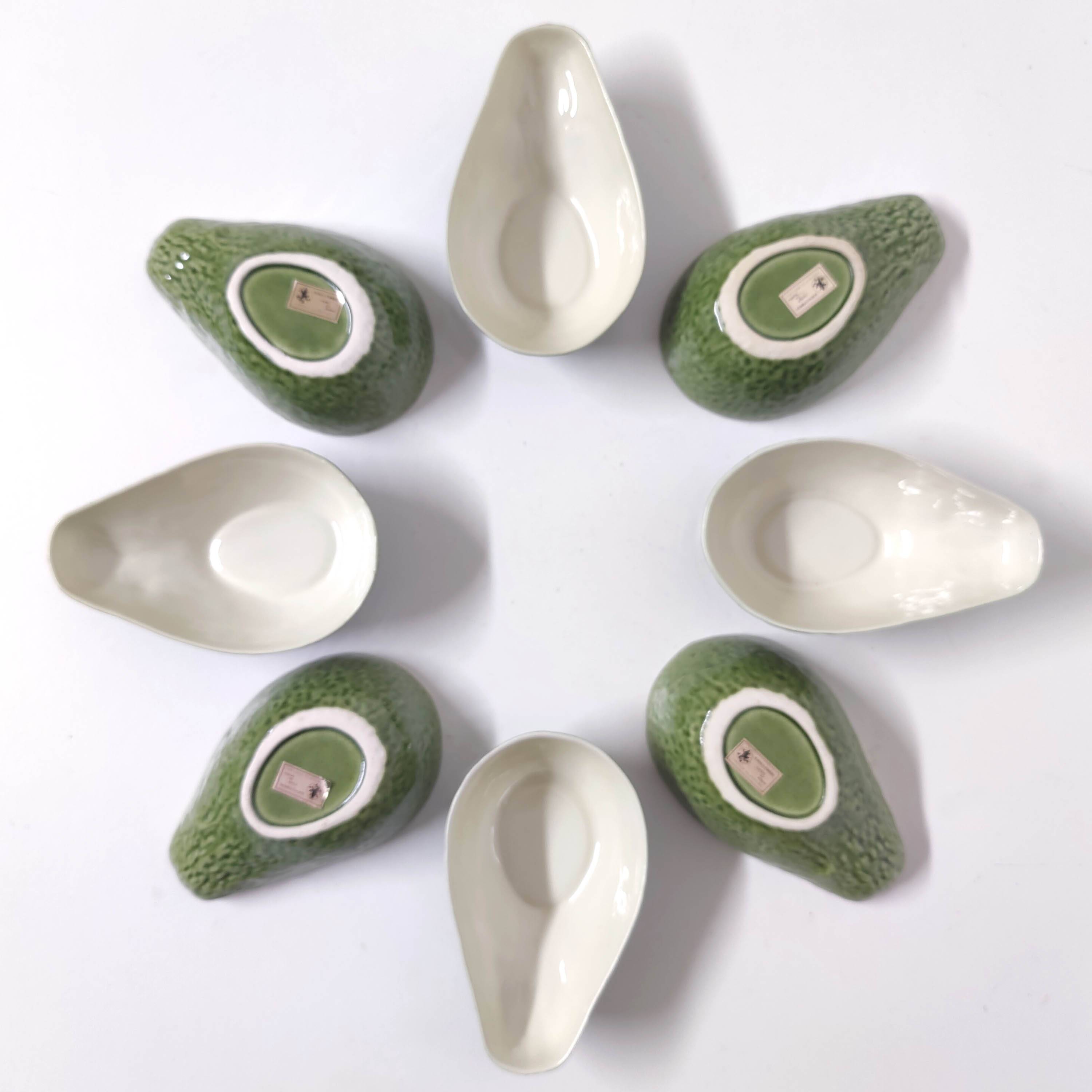 Set of 8 avocado-shaped ceramic bowls Bordalo Pinheiro Portugal