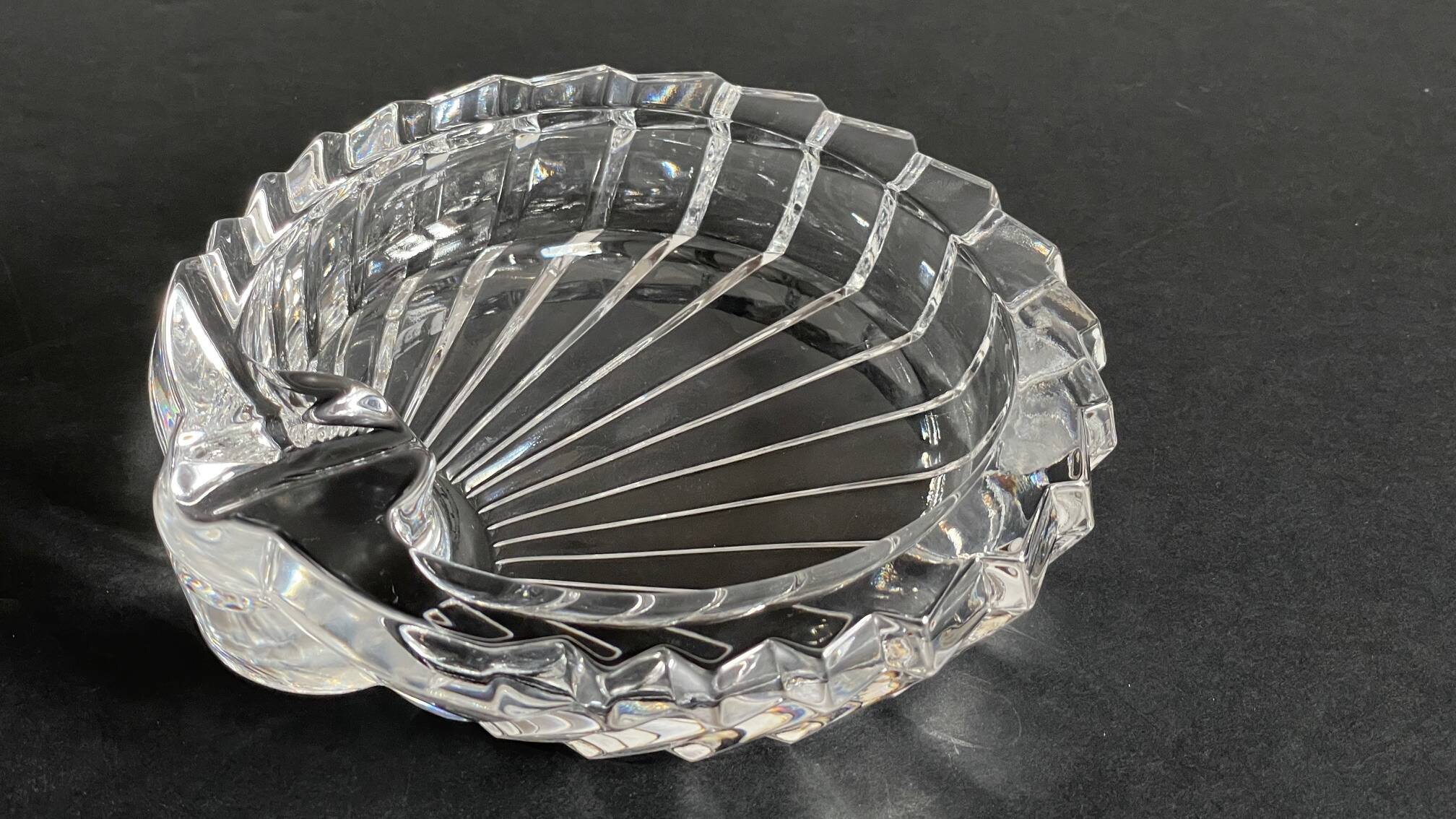 Vintage Crystal Ashtray in Seashell Shape