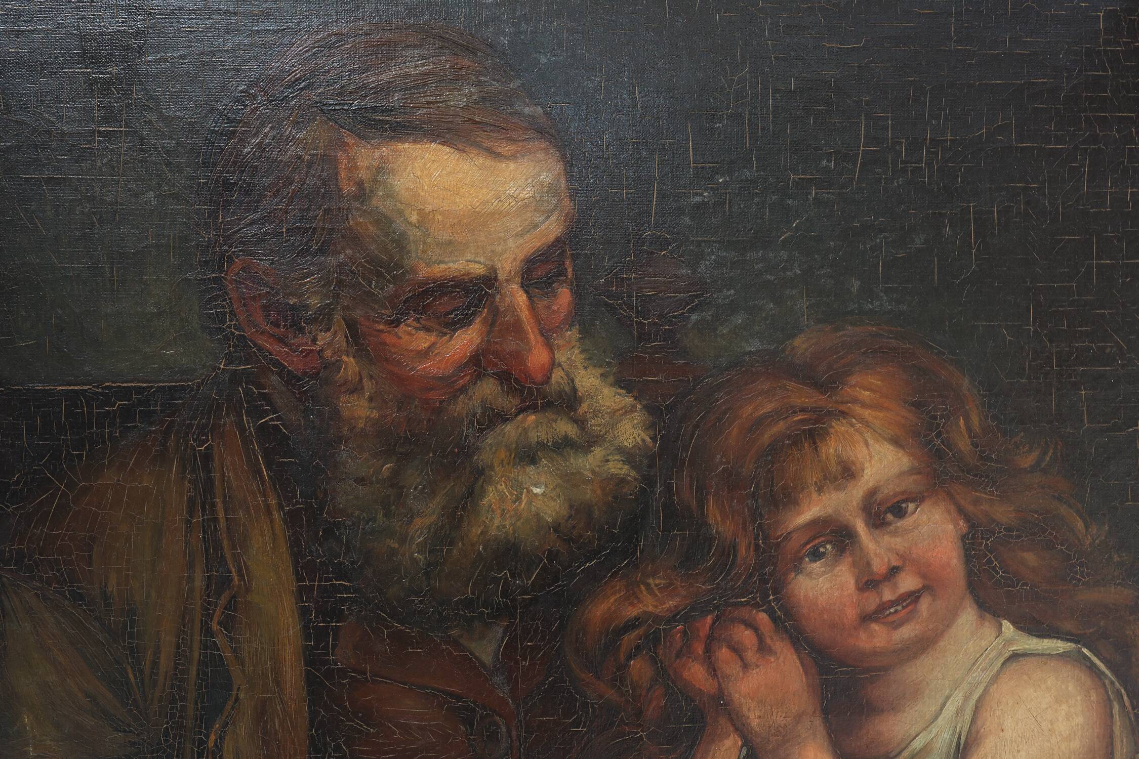 19th Century Baroque Flemish oil painting in antique wooden frame