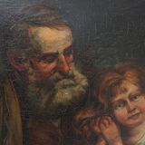 Peinture à l'huile baroque flamande du XIXe siècle dans un cadre en bois ancien