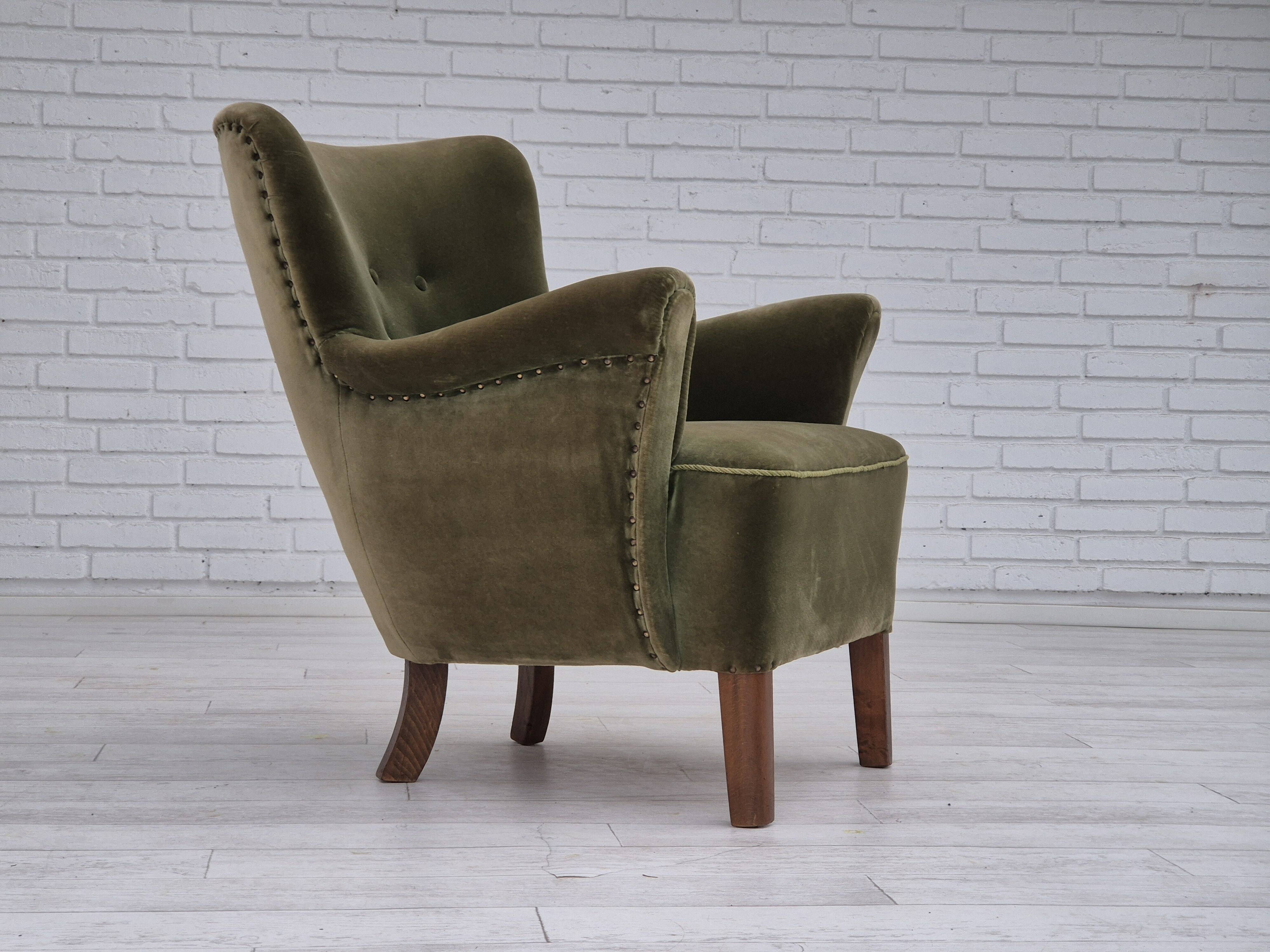 1970s, Danish design, lounge chair, original condition, furniture velour.