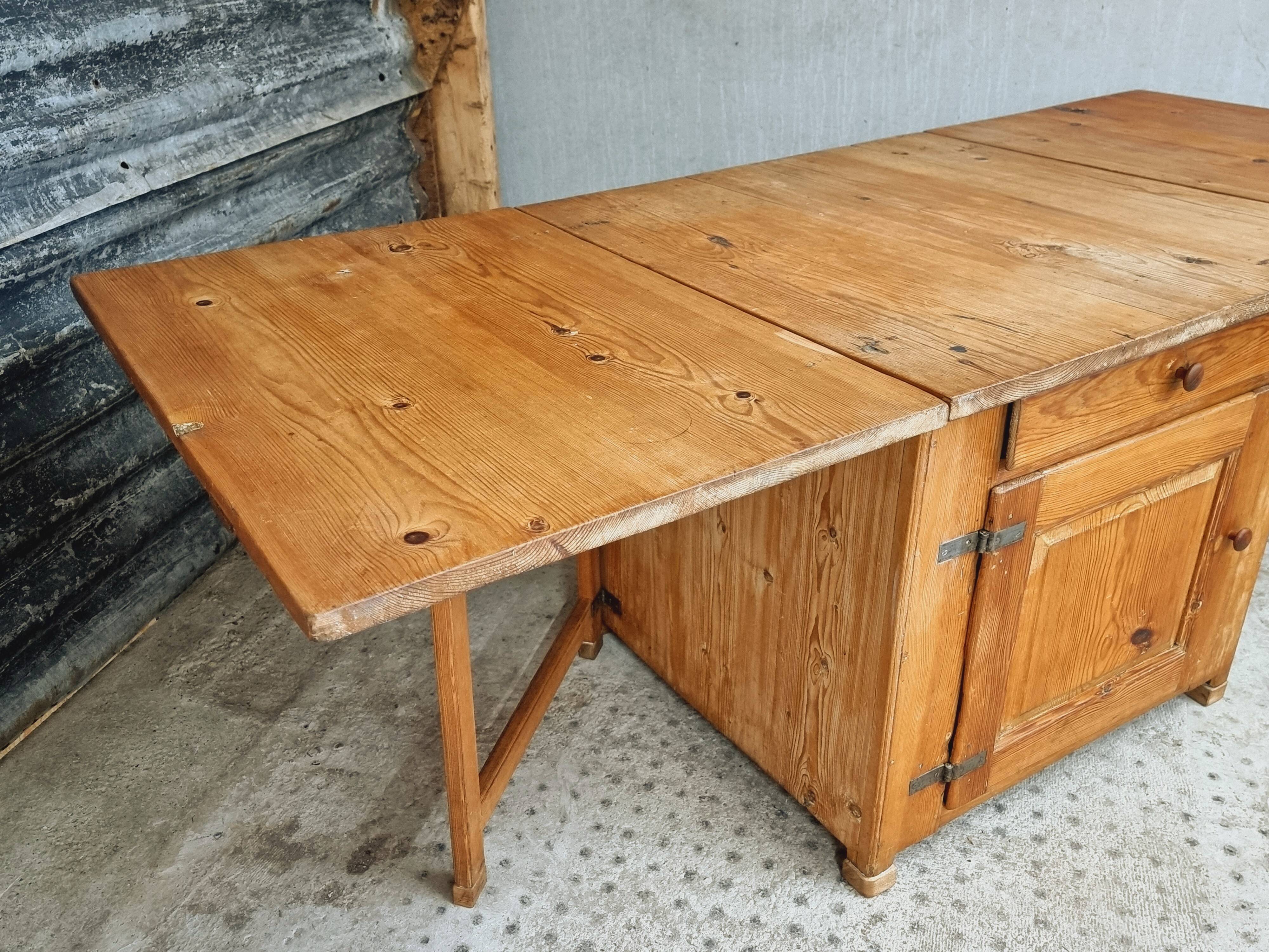 Antique Swedish table folding table with plenty of storage space