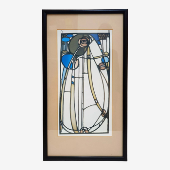 Illustration of a stained glass window by Mackintosh