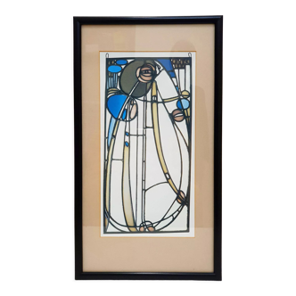 Illustration d'un vitrail de Mackintosh