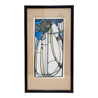 Illustration of a stained glass window by Mackintosh