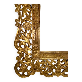 Miroir monumental sculpté à la main de 1,5 m de haut « laiton doré » antique espagnol unique en son genre