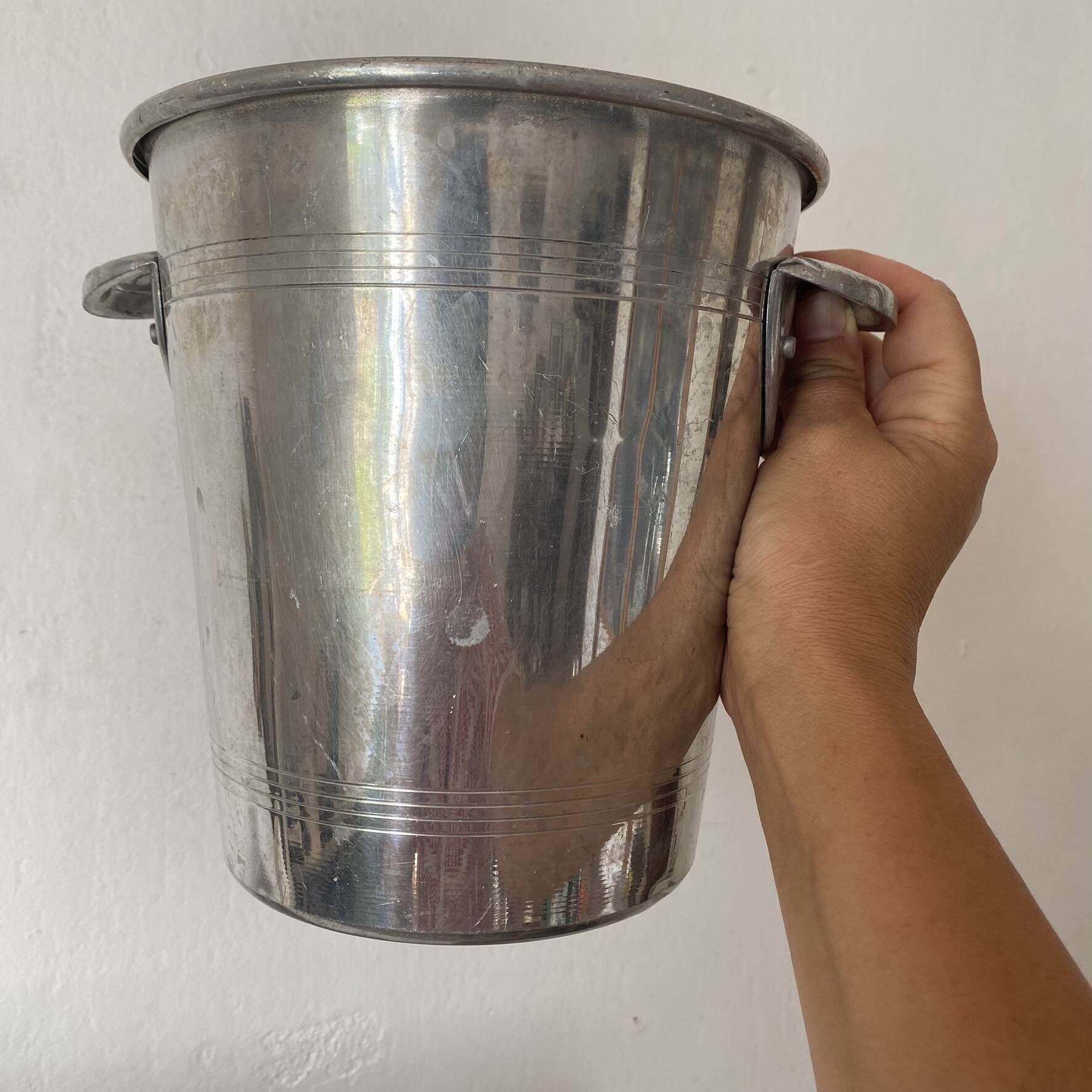 Champagne bucket with shell handles from the 1940s-50s.