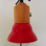Adjustable vintage French desk lamp in red, black, silver & wood effect 3631
