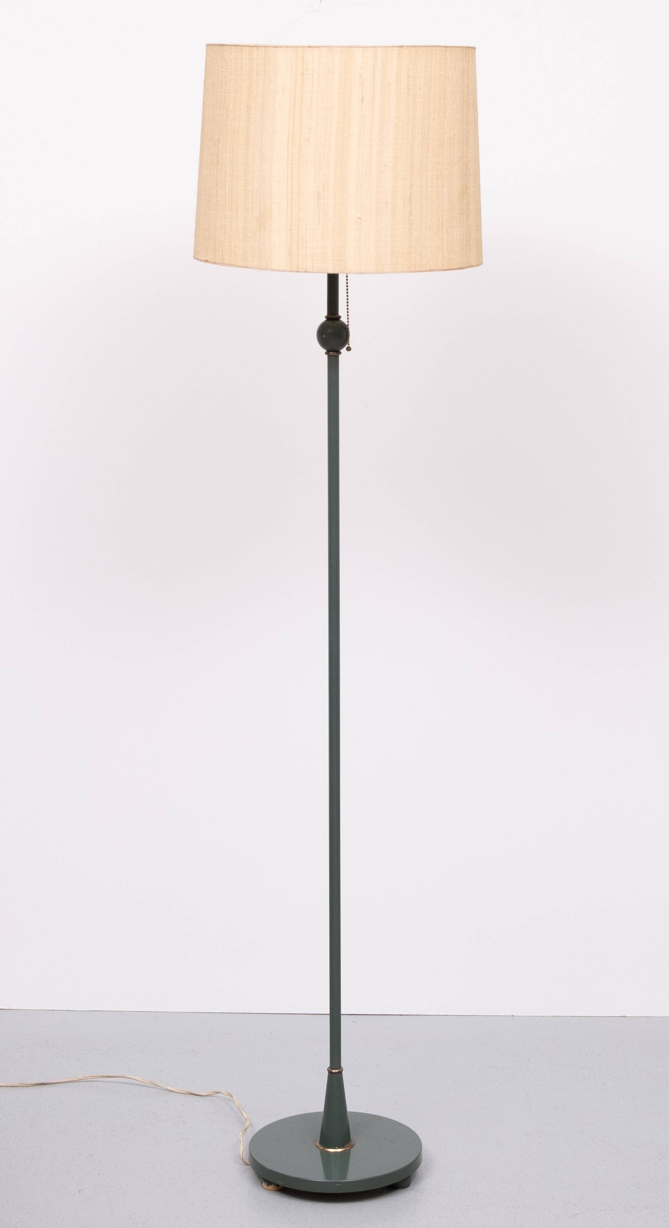 Classic Green color wooden floor lamp 1950s France