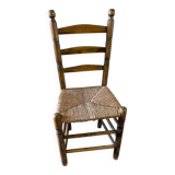 Ancienne chaise en bois tourné et empaillée