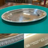 Oval silver-plated metal tray Christofle Malmaison model