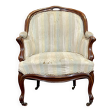 Napoleon III bergère in mahogany from the late 19th century to be reupholstered.