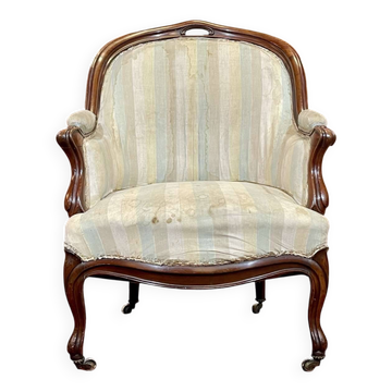 Bergère Napoléon III en acajou fin XIXème à retapisser