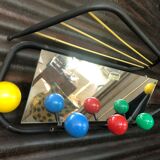 Vintage coat rack and 5 colored balls