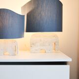 Paire de lampes de table en travertin en forme d'éléphant, signées Fratelli Mannelli, années 1970, Italie