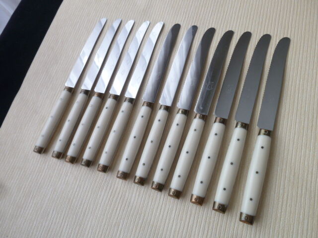 Set of 12 vintage table knives 50s stainless steel