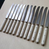 Set of 12 vintage table knives 50s stainless steel