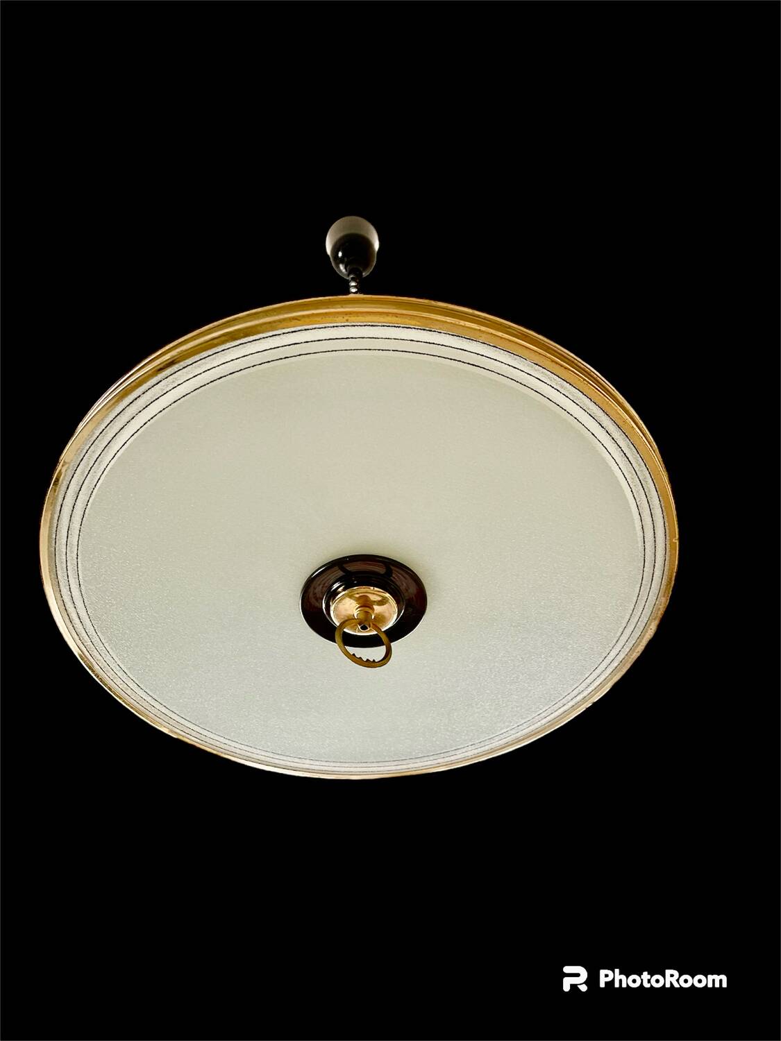 Glass and brass pendant light in the style of Pietro Chiesa, Italy 1970s