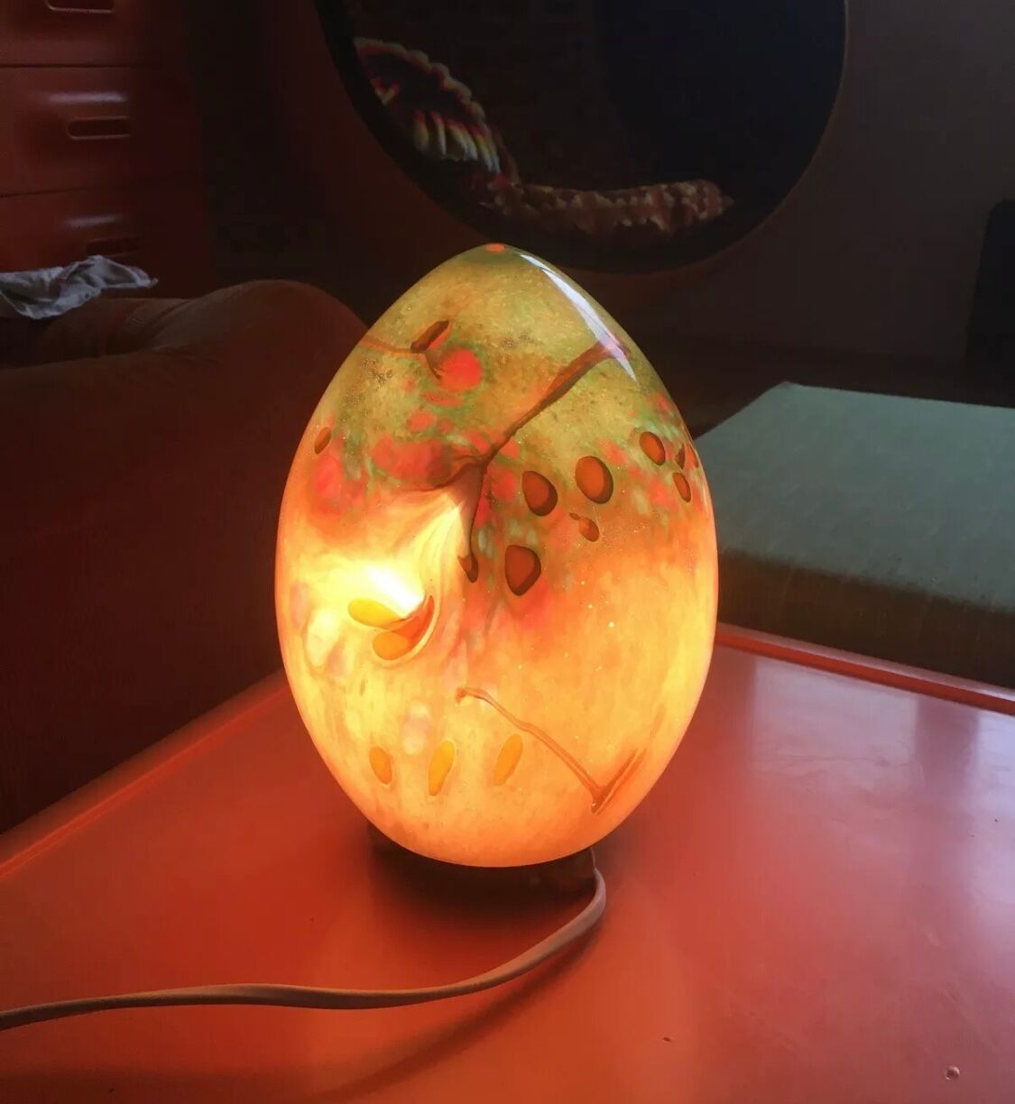 Egg Lamp Artisanal To Pose Blown Glass Glassware Art Silky Essonne